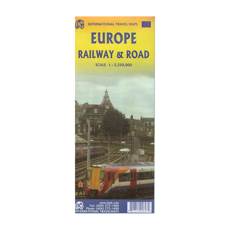 Europe. Railway and Road. Travel Map. 1:3350000