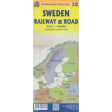 Sweden. Railway & Road Map. 1:900000