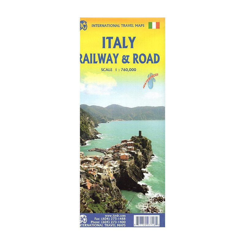 Italy. Railway and Road Map. 1:760000. Waterproof
